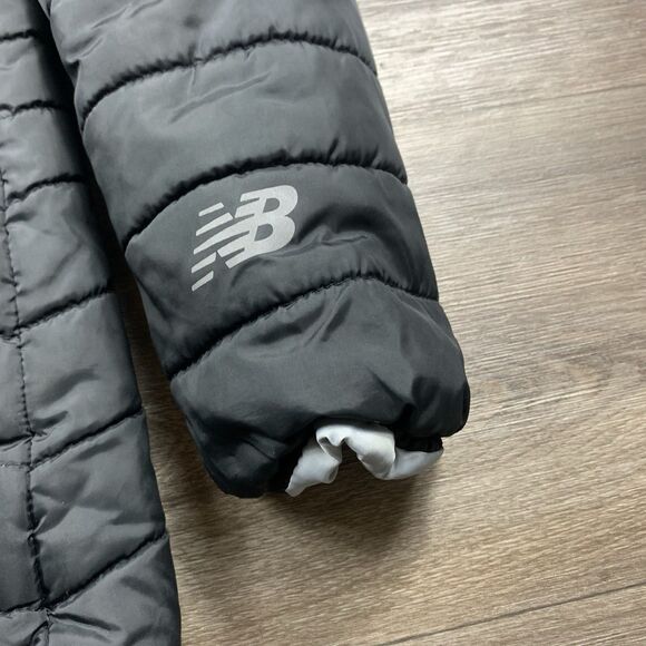 New Balance Quilted Long Puffer Parka Jacket Women’s M Full Zip Black - Picture 3 of 8